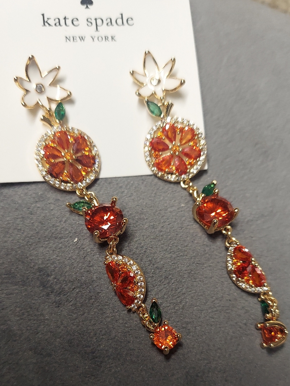 kate spade Pink and Gold Floral Drop Earrings - Picture 6 of 7